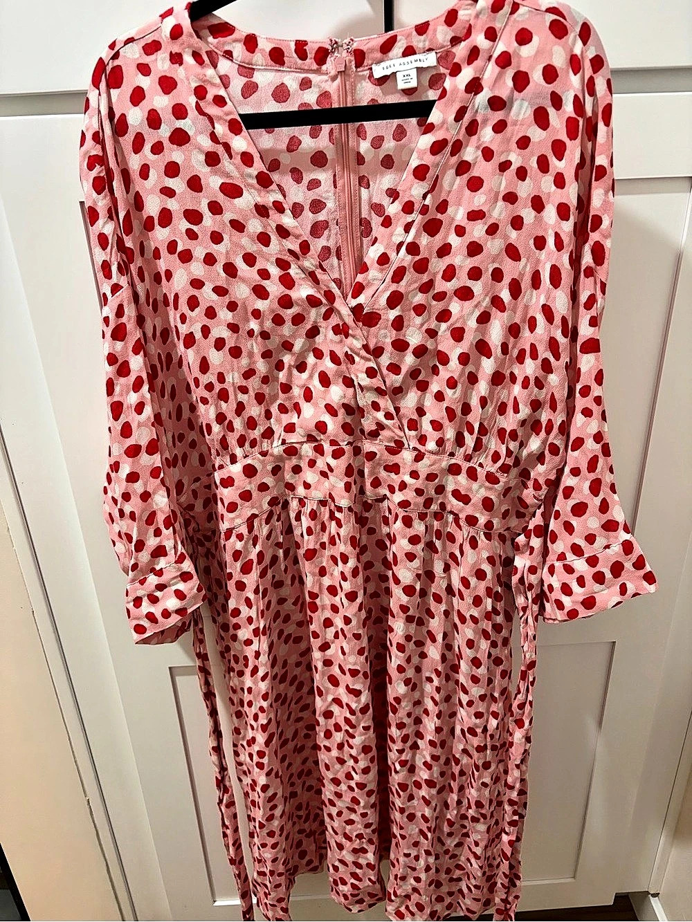Free Assembly Pink & Red Polka Dot Midi Dress